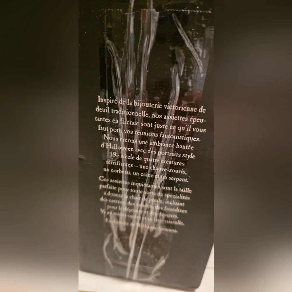 Williams Sonoma Halloween Medallion Plates Set of 4 Skull Raven Snake Bat NIB